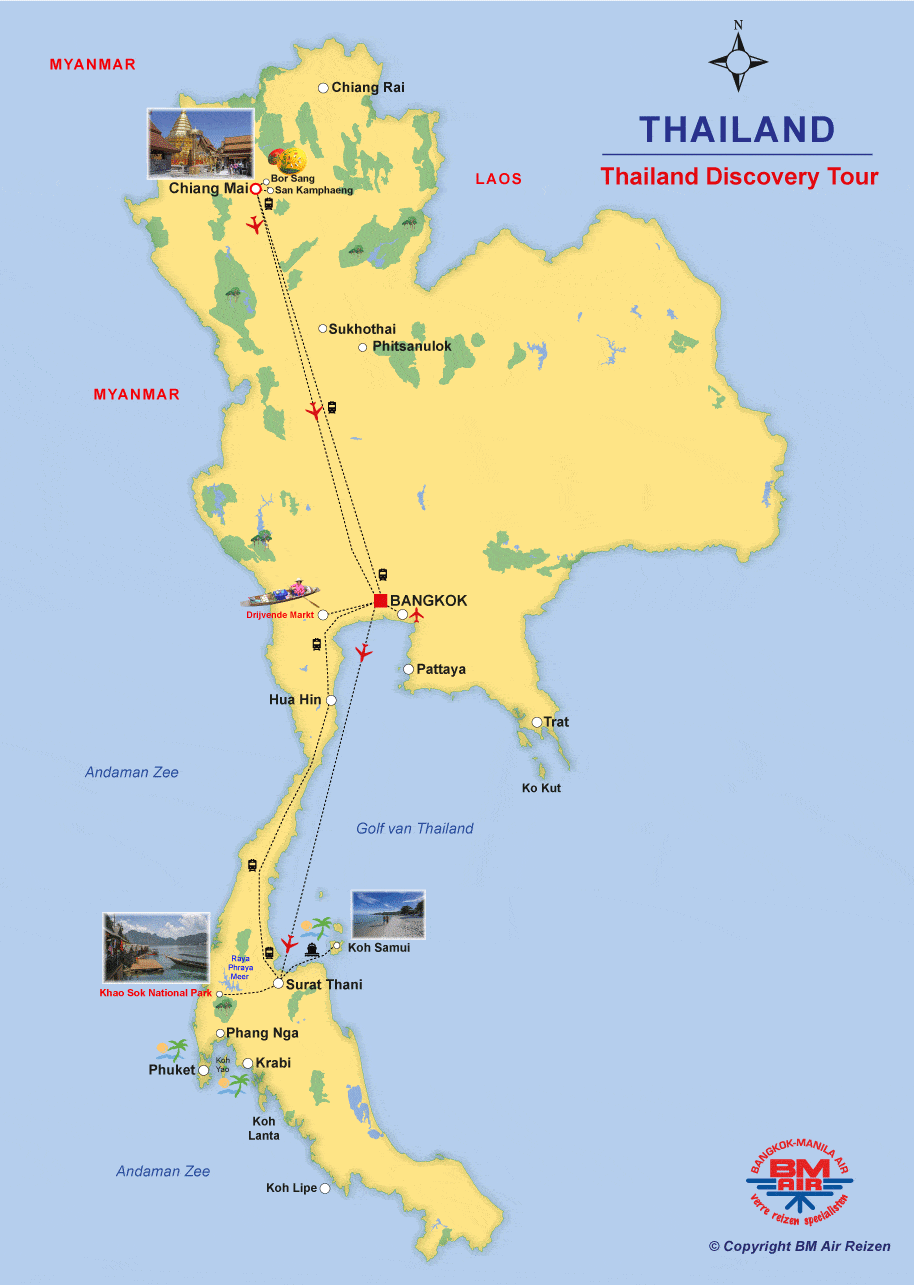 Kaart Thailand Discovery Tour