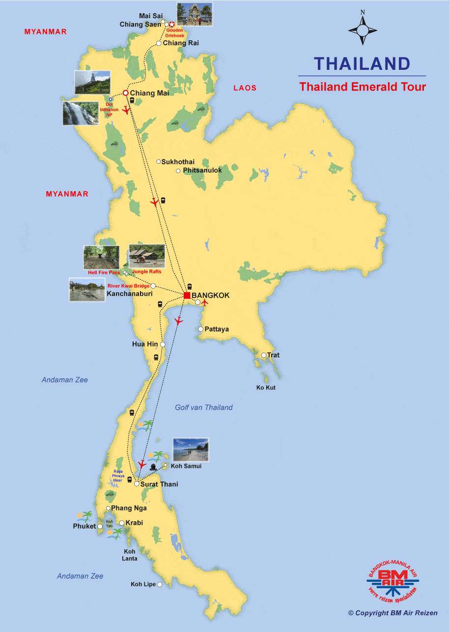 Kaart Thailand Emerald Tour