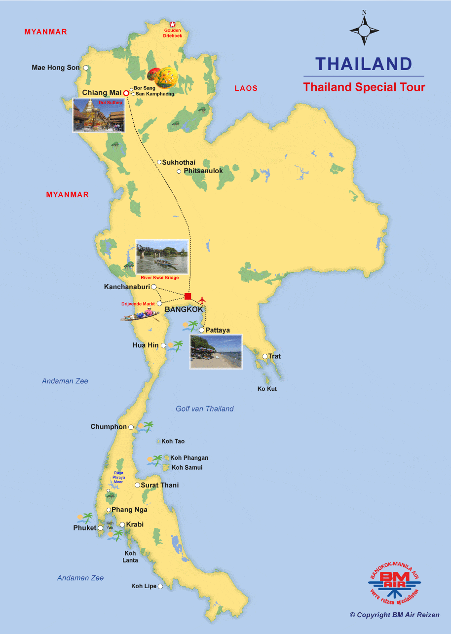 Kaart Rondreis Thailand - Special Tour