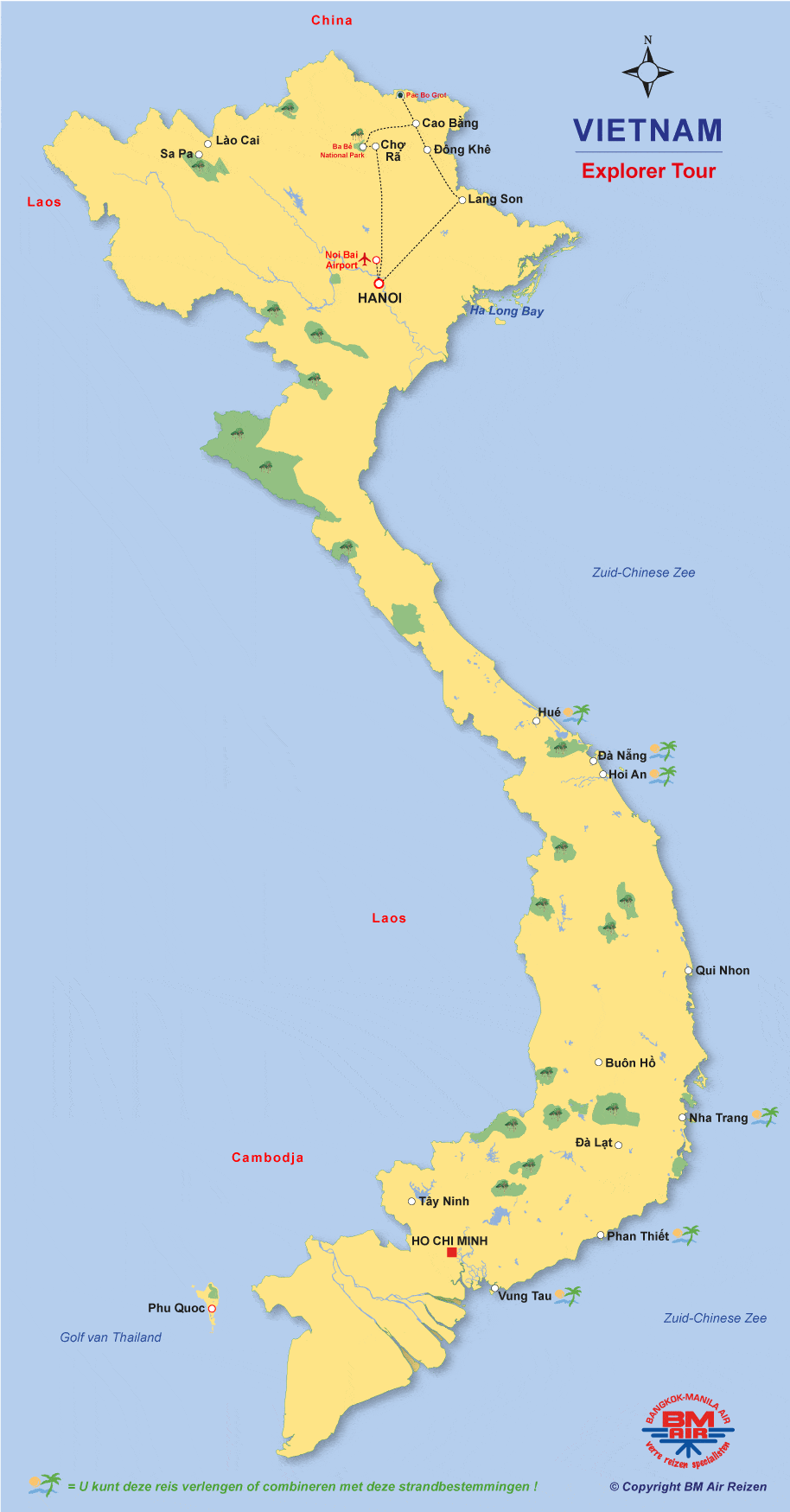 Kaart Vietnam Explorer Tour