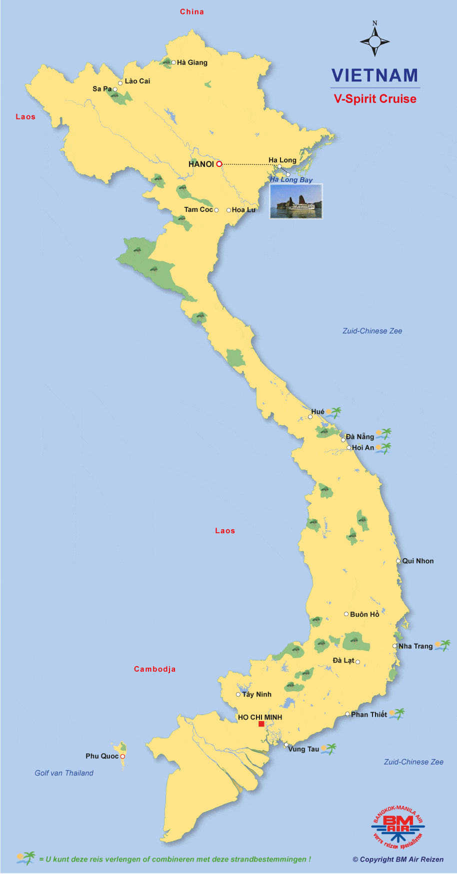 Kaart Vietnam - V-Spirit Cruise