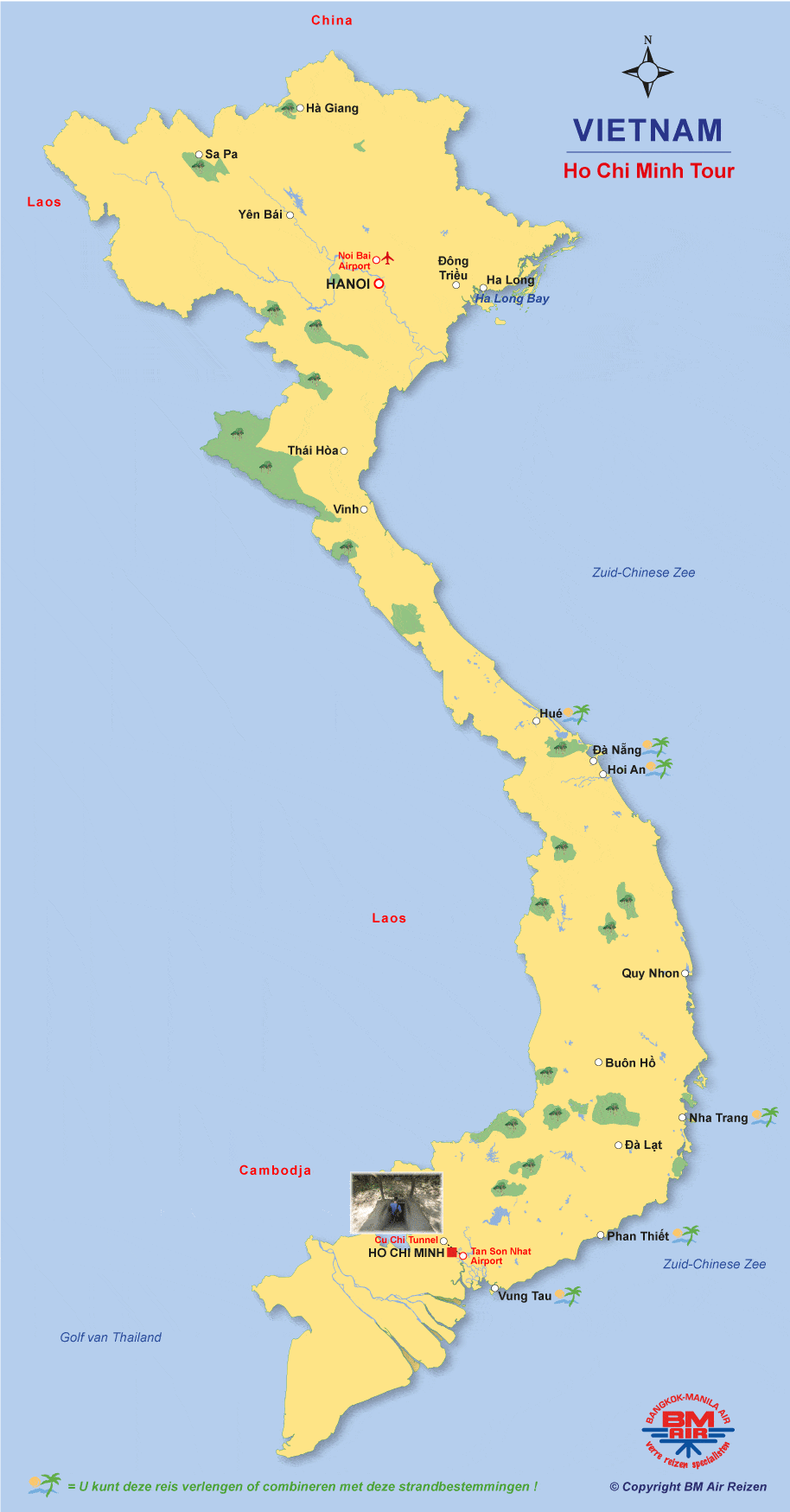 Kaart Vietnam - Ho Chi Minh Tour