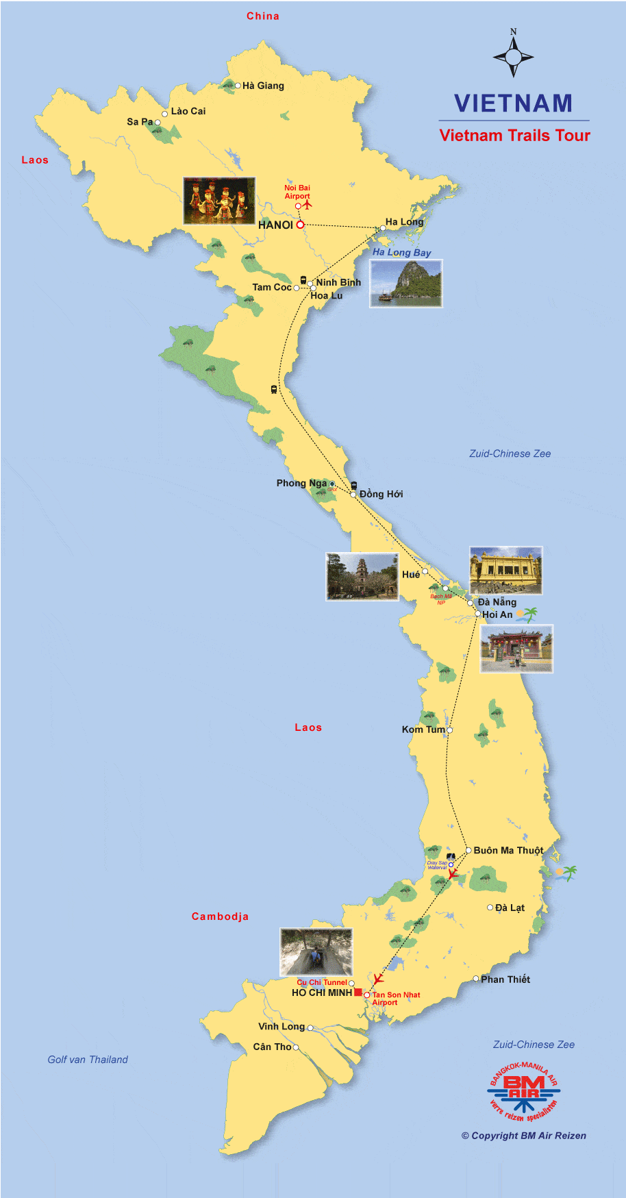 Kaart Rondreis Vietnam Trails