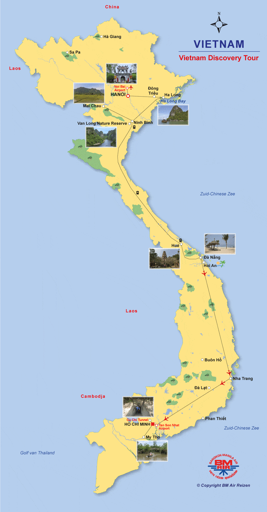 Kaart Vietnam Rondreis DIscovery Tour