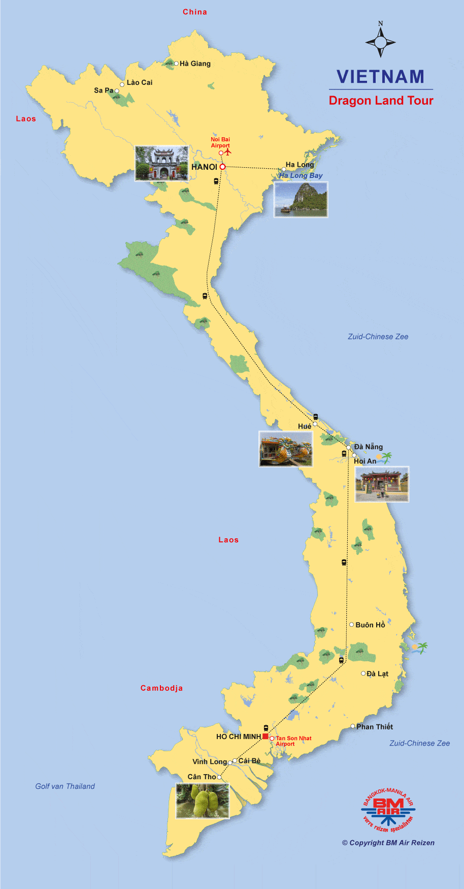 Kaart Vietnam Rondreis Dragon Land