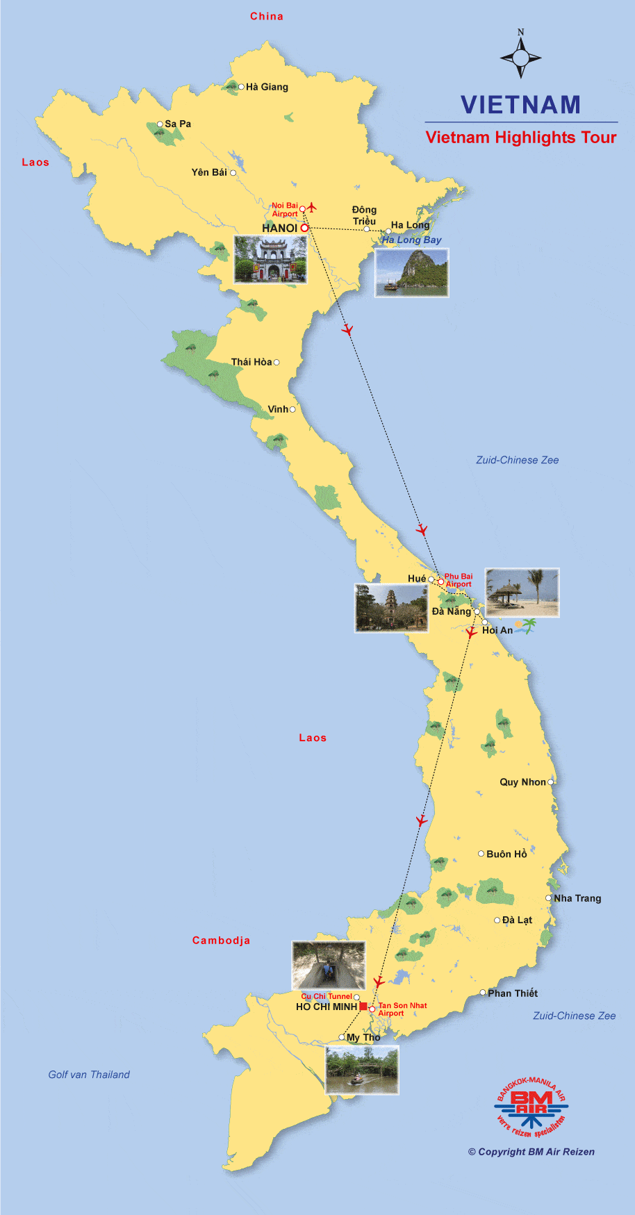 Kaart Rondreis Vietnam Highlights Tour