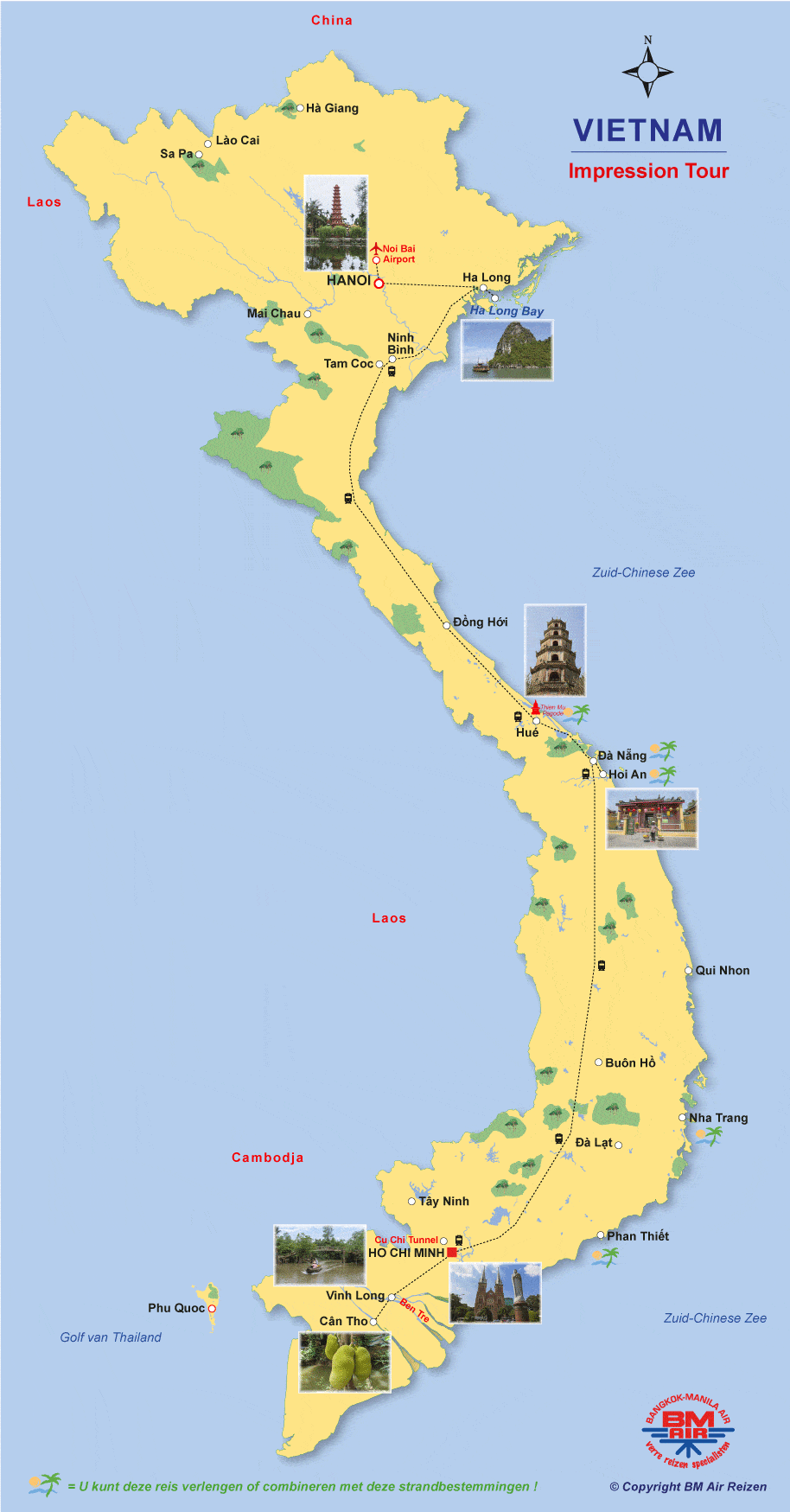 Kaart Rondreis Vietnam - Impression Tour